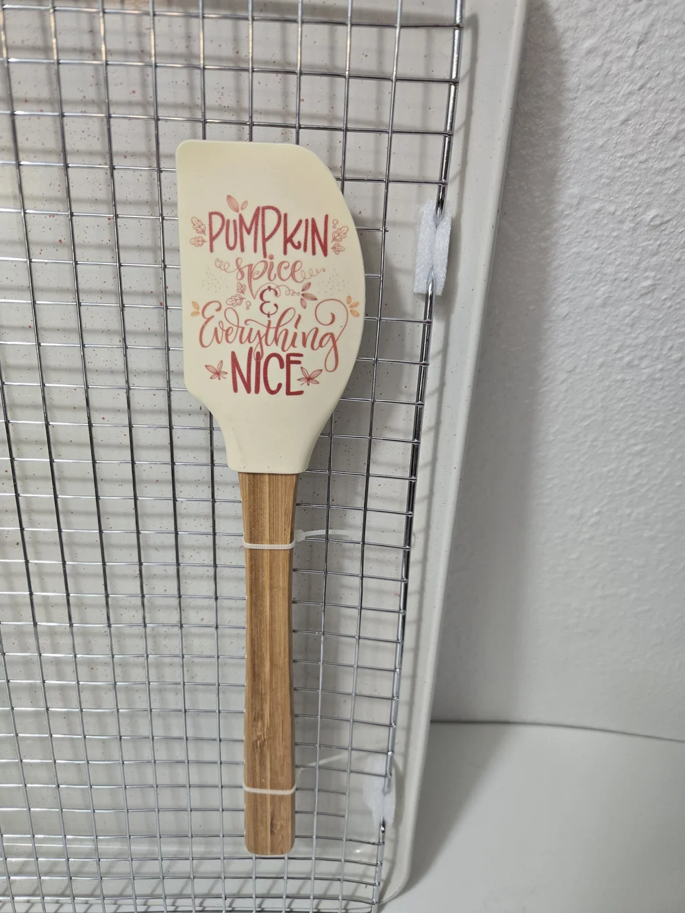 Cream Pumpkin Spice Silicone Spatula with Wood Handle